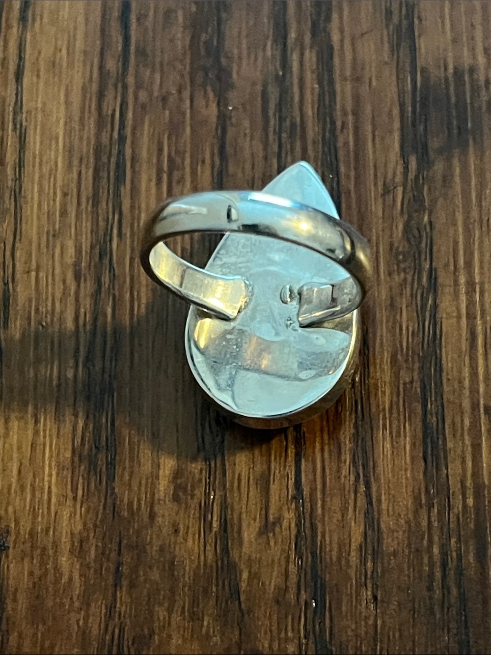 Sterling Silver Teardrop Moonstone Ring in Iridescent Blue - Picture 4 of 8